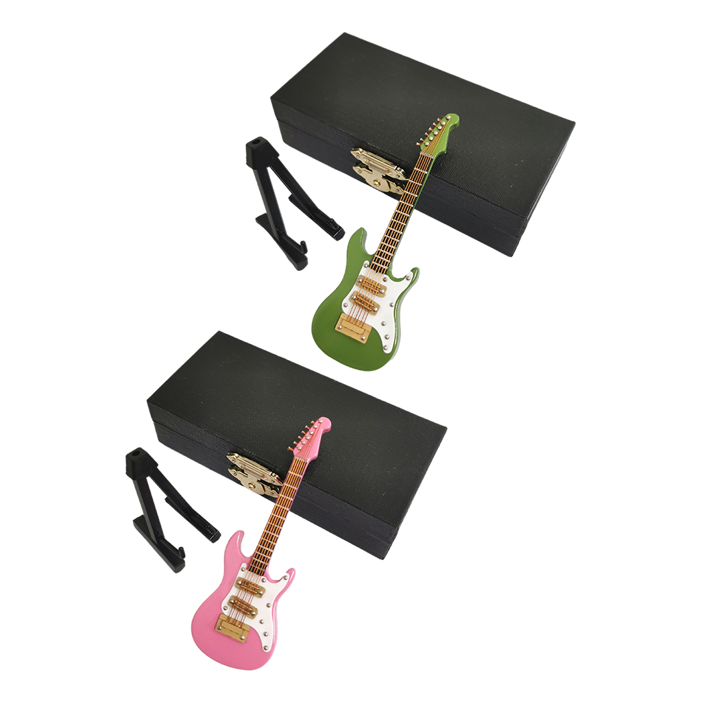 Miniature Wooden Electric Guitar 10cm Model Ornaments Decorative Model Guitar Toys