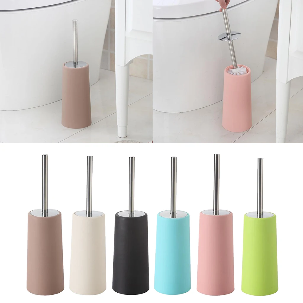 Plastic Cleaner Scrubber Toilet Bowl Brush Holder with Long Handle Lid Bathroom