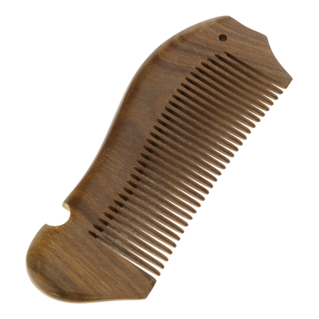 Pocket Size Green Sandalwood Handmade Hair Comb, Massage Hairbrush, Close Tool Anti-Static