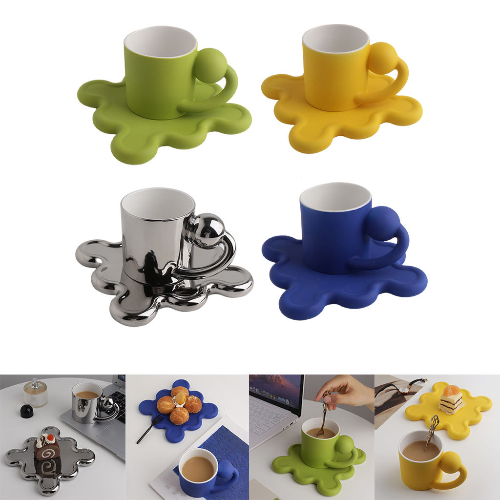 Nordic Ins Style Creative Ceramic Coffee Milk Cup Tea Cup Set with Tray Office Home Personalized Mug Planet Cup