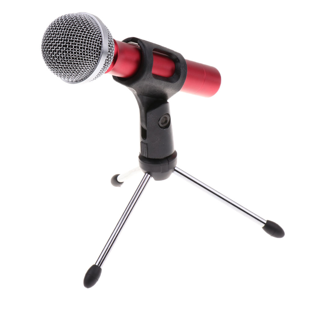 Professional Handheld Condenser Microphone with Tripod Stand Mic Clip for Moblie Phone Laptop Recording Broadcasting