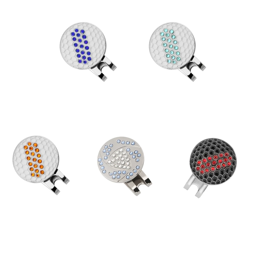 Fashion Crystal Drill Golf Cap Golf Hat Clip w/ Magnetic Ball Marker, 5 Colors - Choose you like