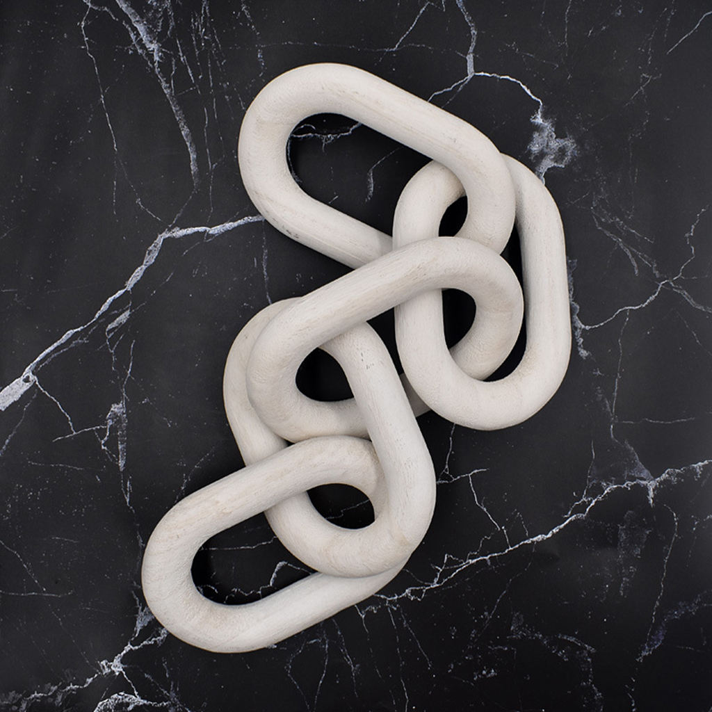 Modern Chain Link Decoration Craft Wood Art 5-Link Chain Bohemian Ornament for Home Bedroom Coffee Farmhouse Table Tray