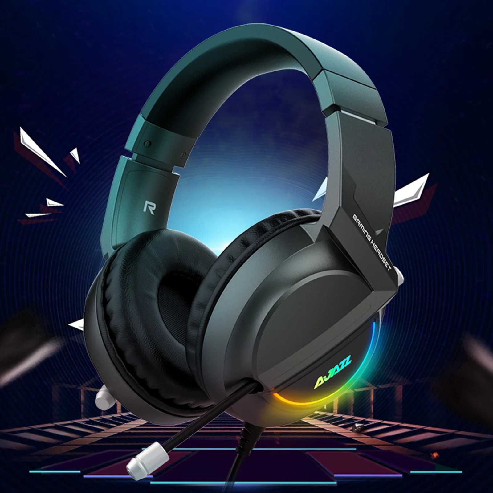 Ajazz AX365 Gaming Headset 7.1 Channel Surround Wired Headphones w/ Retractable MIC For Desktop Laptop
