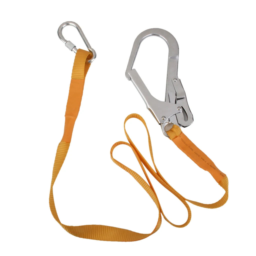 Steel Carabiner 22KN Climbing Safety Harness Belt Strap Lanyard Kit Flipline 