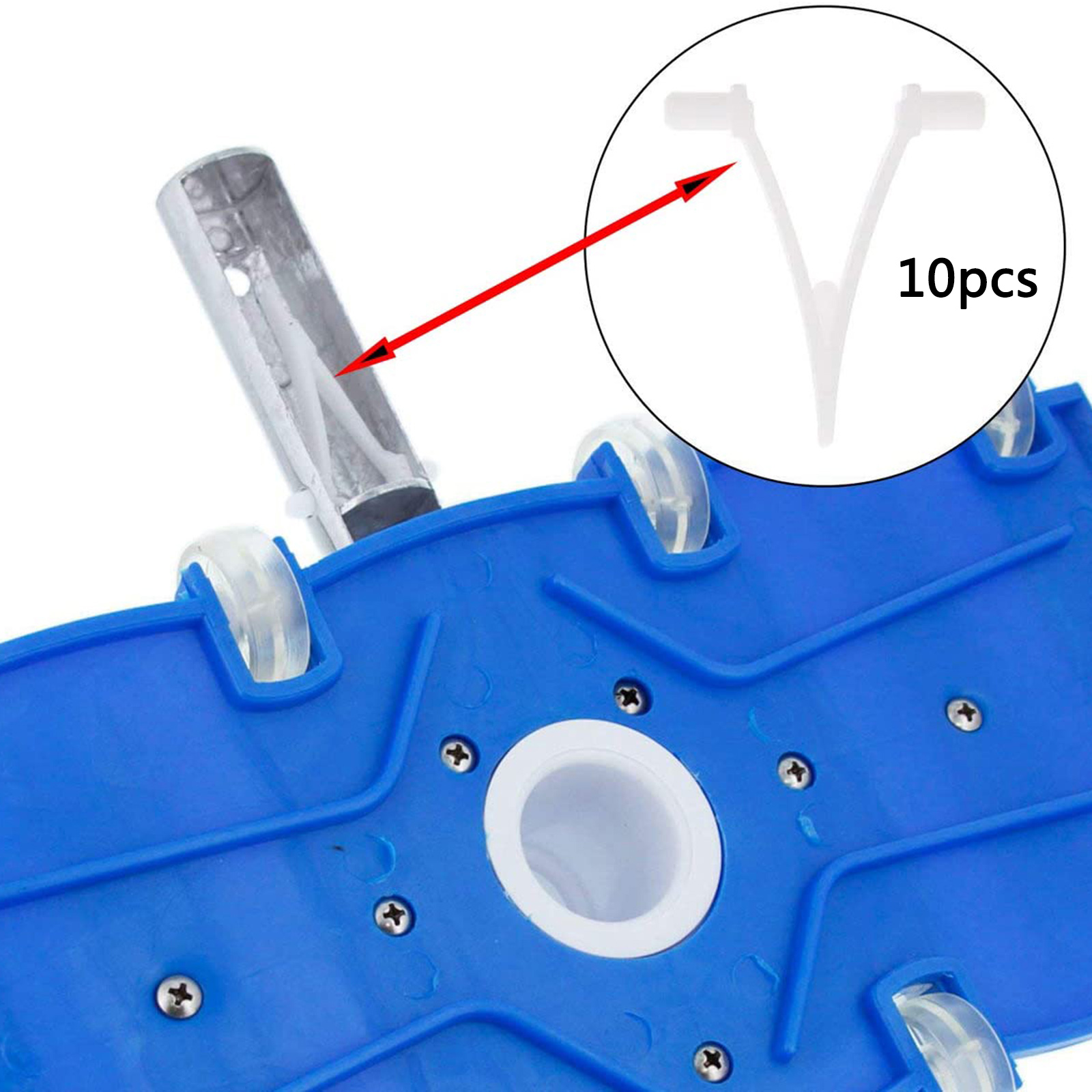 10Pieces Swimming Pool Butterfly V Clips Replacement - Standard Pole Attachment Clips for Skimmer Net, Leaf Rake, Brush