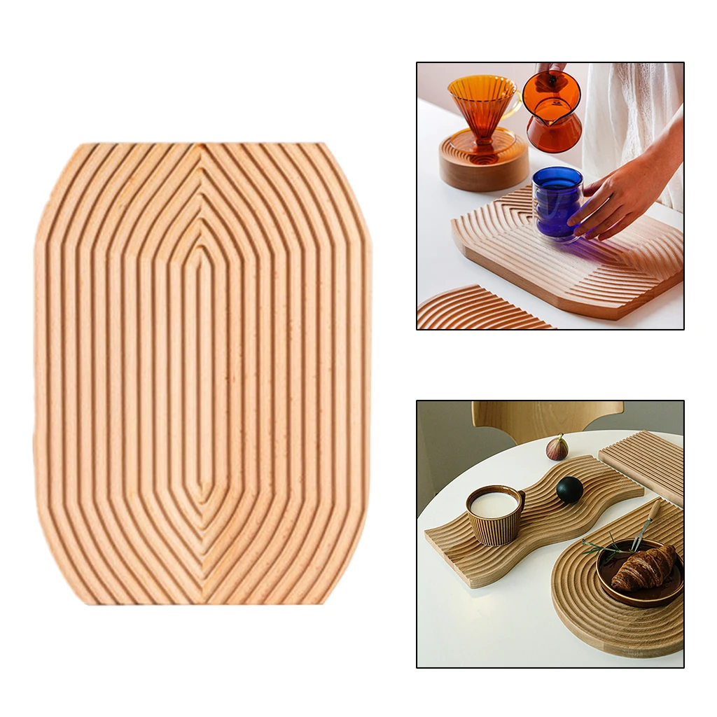 Nordic Style Decorative Wood Dessert Serving Tray Anti-slip Cutting Board Cake Food Storage Plate