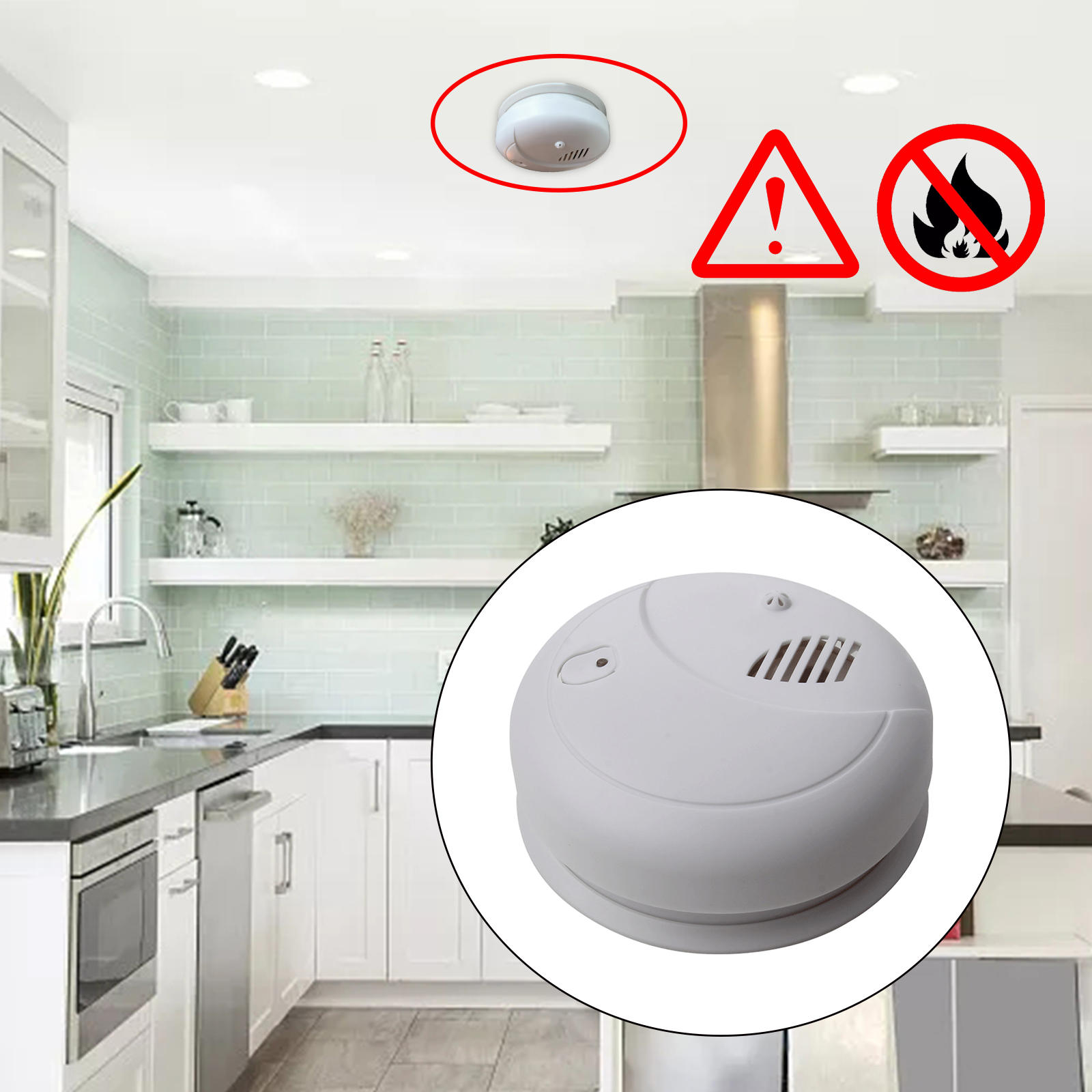 Temperature Heat Detector Alarm 54-60 Degrees ABS Flame Retardant Material 85dB for Home Easy to Install Parts Professional