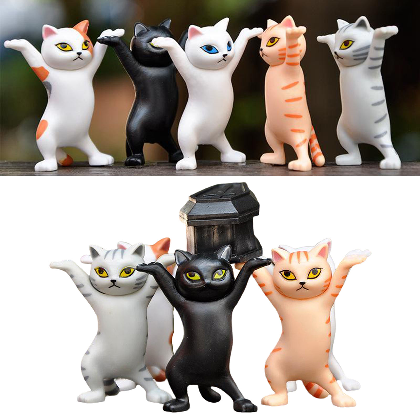 5 pcs Cat Pencil Holder Coffin Dance Team Models Toys Funny Accessories DIY Creative Desktop Gadgets Cat Ornament for Christmas