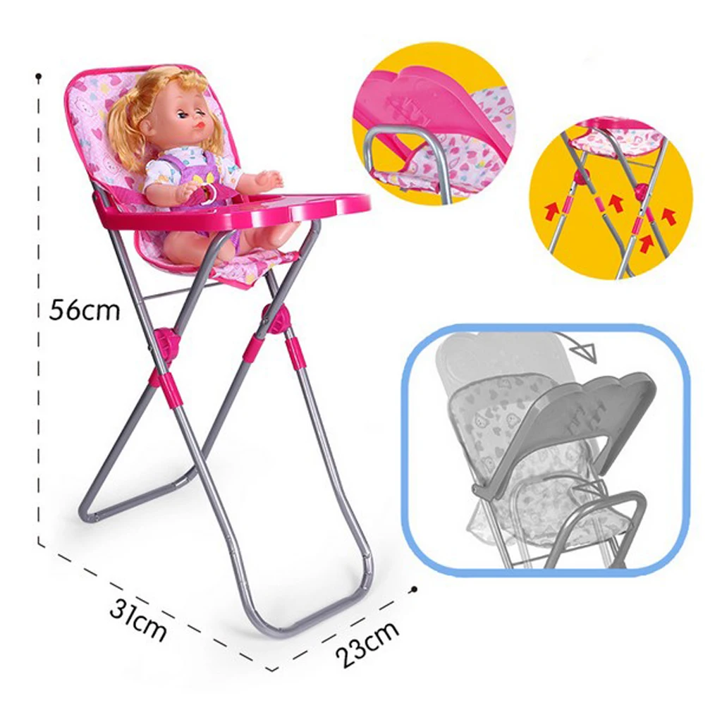 Baby Fun Play Pretend Furniture Dining High Chair Toy For Reborn Doll Supply