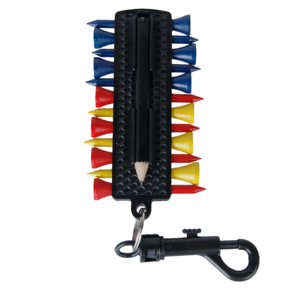 Newest Outdoor Plastic Golf Tee Caddy Keeper Key Chain 12 Tees 2 Ball Markers Divot Tool Pencil Set Golf Player Tees Accessory