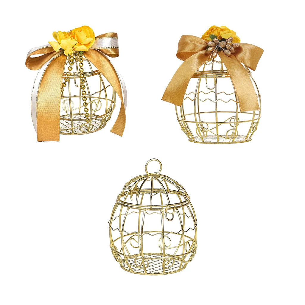 Hollow Bird Cage Wedding Party Gift Box Tinplate Candy Chocolate Box Deluxe