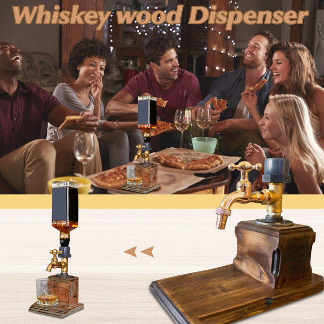 Whiskey Wood Dispenser Faucet Shaped Decanter Party Dinners Bars Beverage  Stations Beer Pot Bar Accessories Father's Day Gift