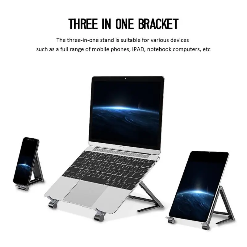 3-in-1 Laptop + Mobile Phones + Tablets Stand Laptop Stand for Desk Aluminum Alloy Laptop Mount Laptops Elevator