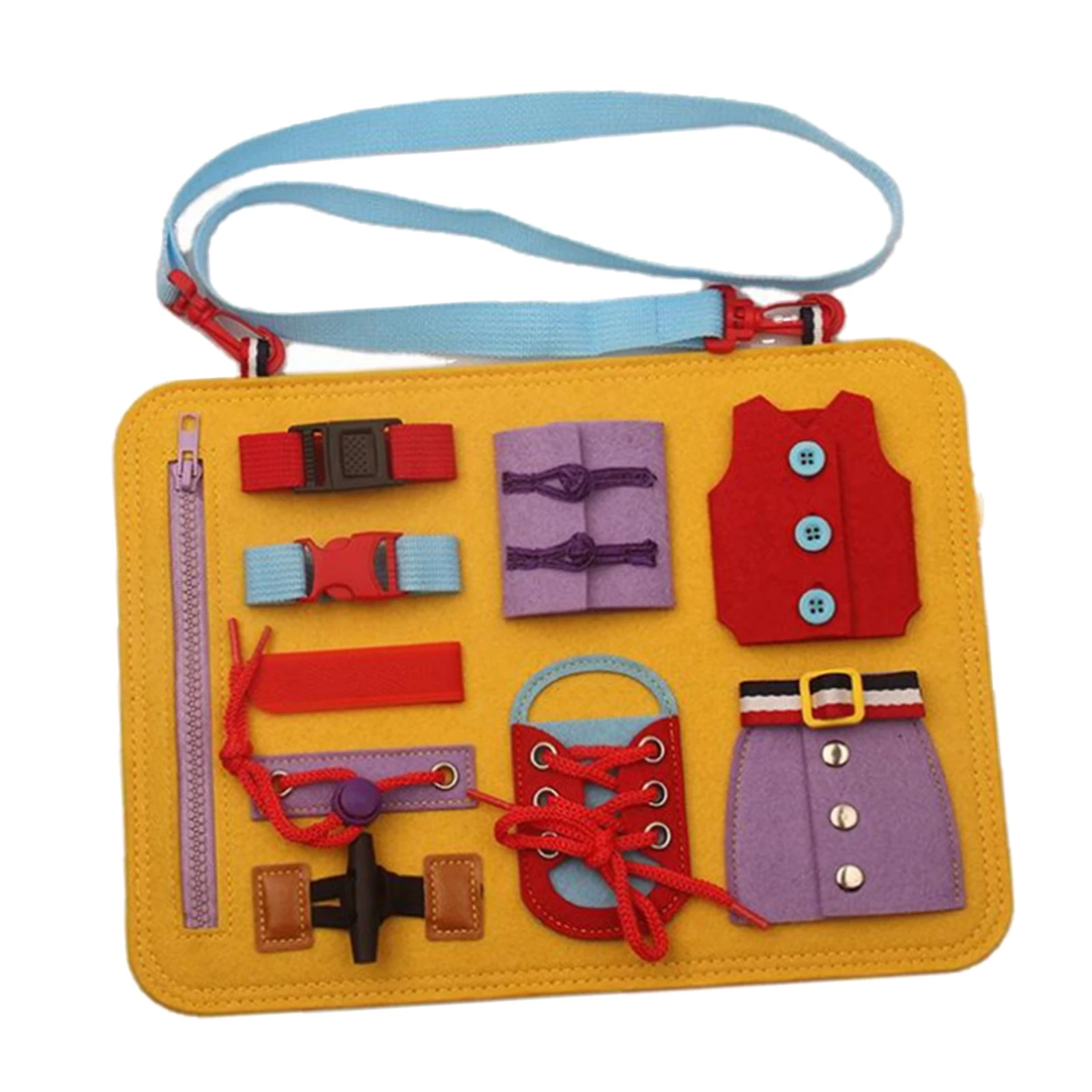 Button/Buckle/Zip/Lace Activity Board Kids Basic Life Skills Toy 