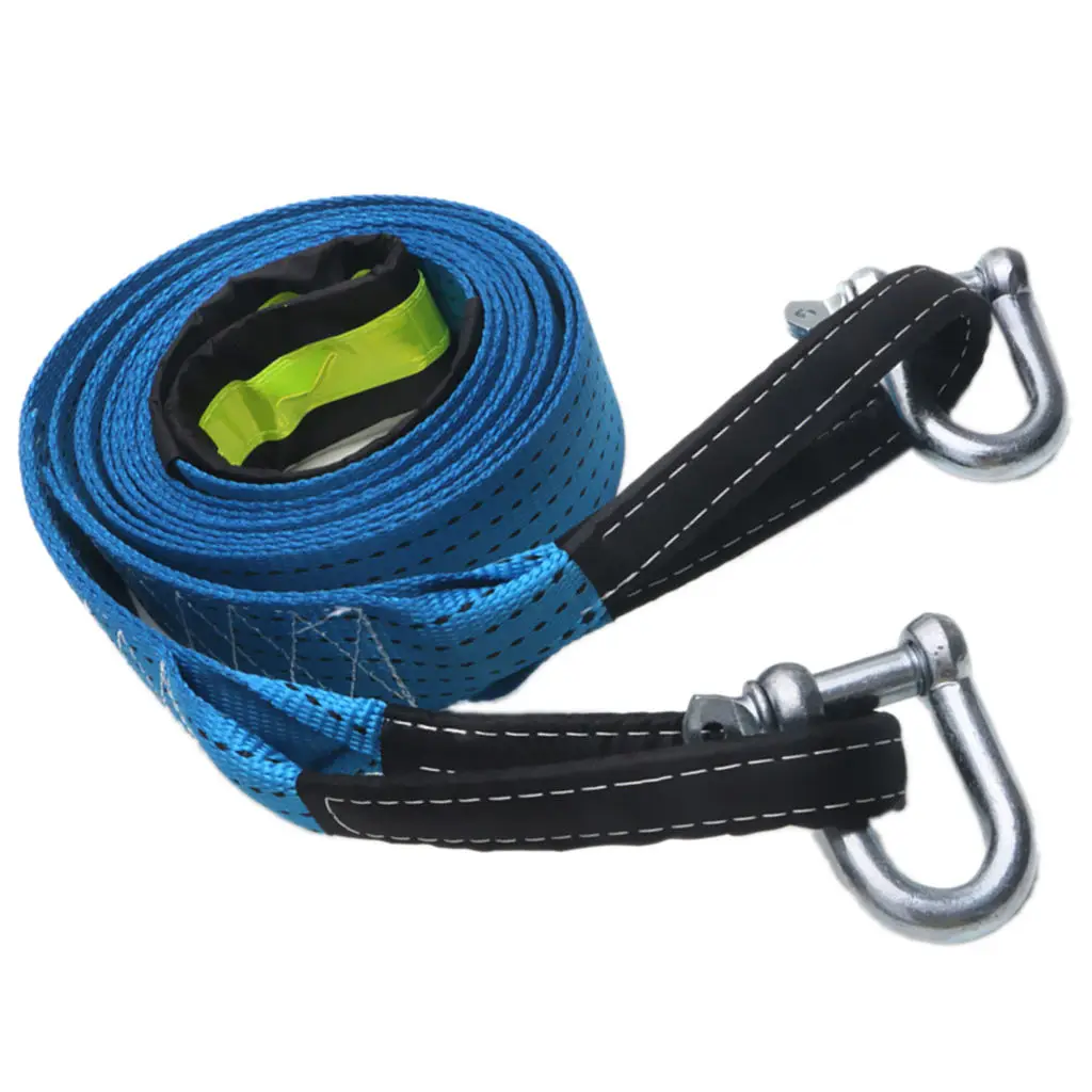 Car SUV Towing Strap Tow Rope Car 5 Meters with Luminous U-hook Blue