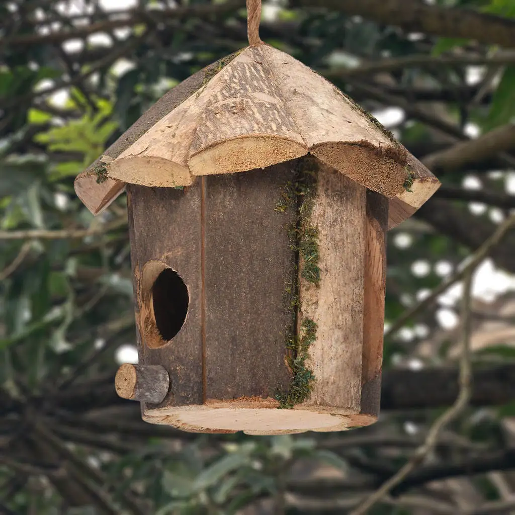 Wooden Birdhouse Resting Place for Birds Decor Mini Handcrafted Hummingbird House for Home