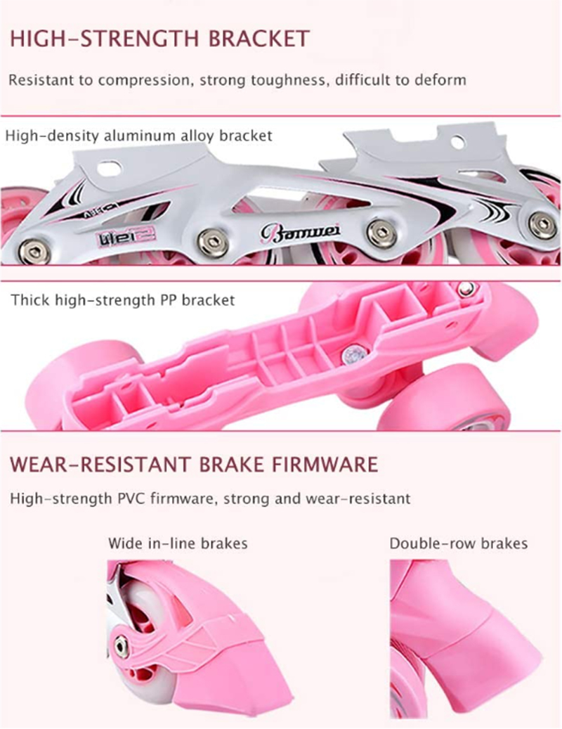 2021 Girls Kids Roller Skates Pvc Skating Shoes Sliding Quad Sneakers 4 Wheels 2 Row Line Outdoor Gym Sports Skate Shoes Patines