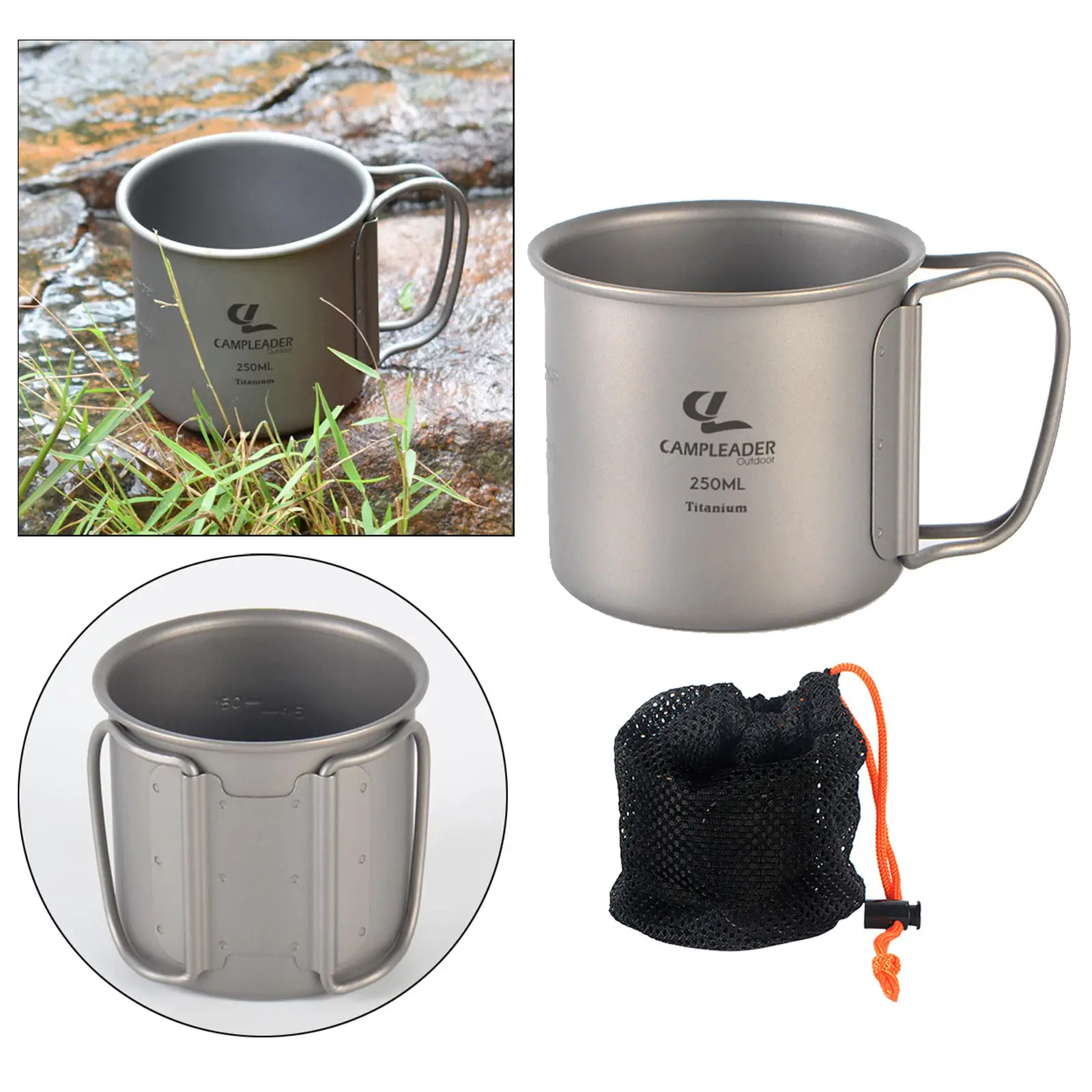 250ml Titanium Collapsible Camping Mug Hiking Water Cup Drinkware Only 40g