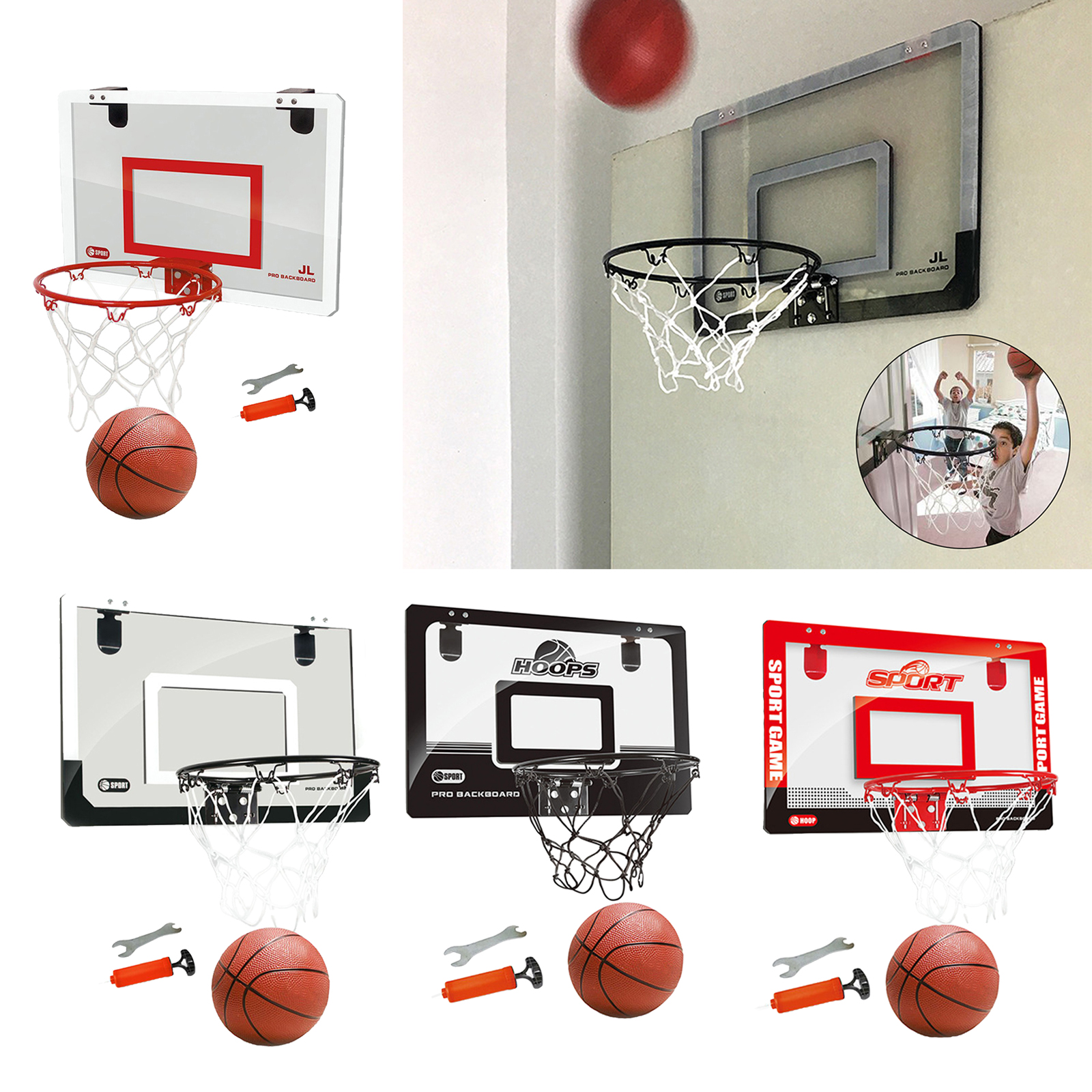 Portable Funny Mini Basketball Hoop with Balls Toys Kit Over The Door Indoor Garden Home Sports Activities Toy for Kids Adults
