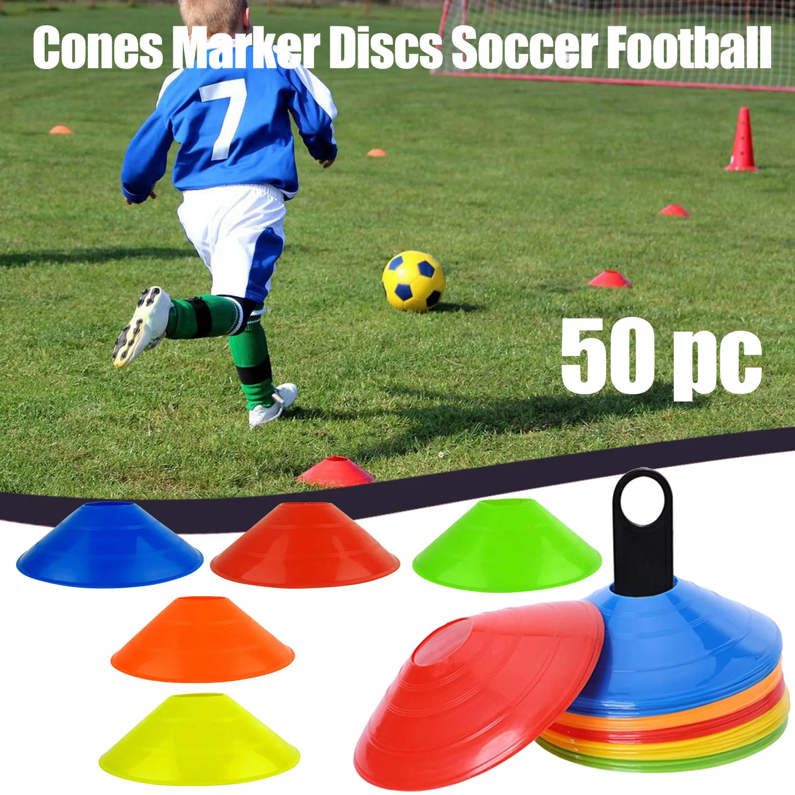 50pcs Football Training Cones Football/Sports Marker Disc UK MULTI COLUR 