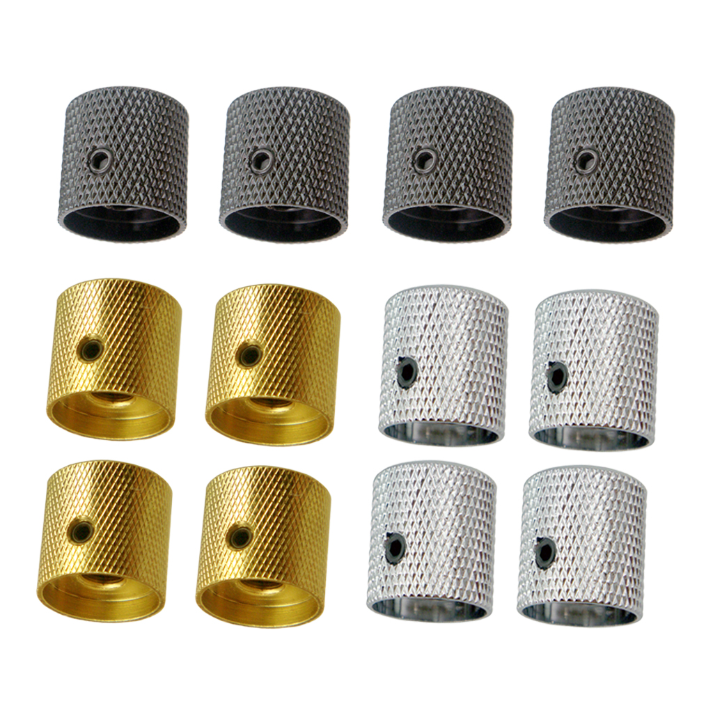4 Pieces Electric Guitar Bass Volume Tone Control Knobs Buttons Cylinder Tunning Knob for Electric Guitar and Bass