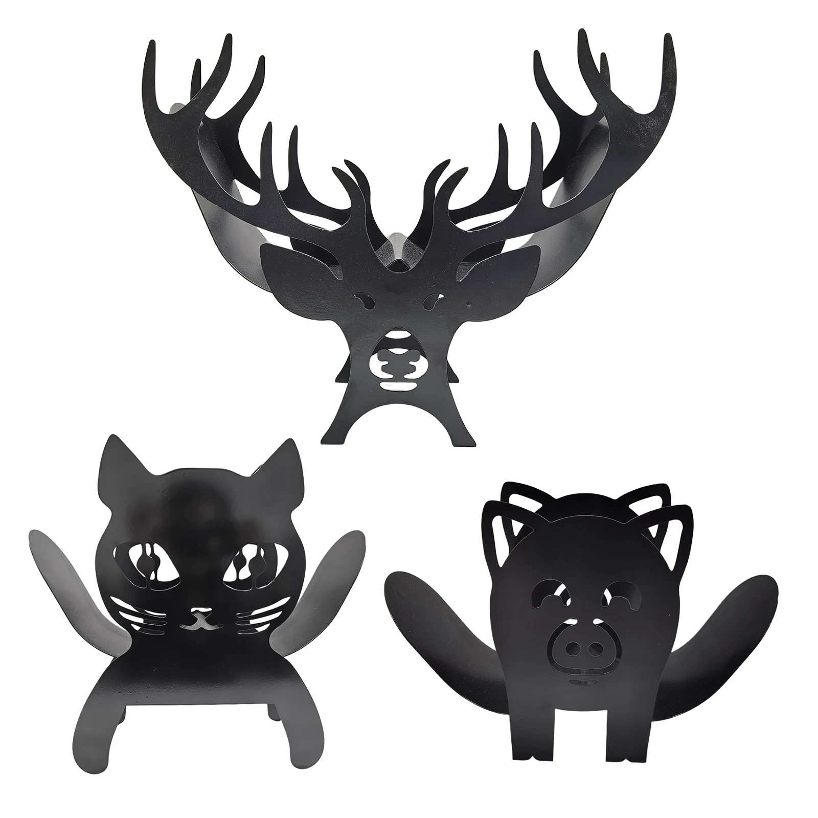 Creative Toilet Roll Holder Cat Tissue Holder Iron Craft Toilet Tissue Holder Rack Free Standing Roll Paper Stand Black 