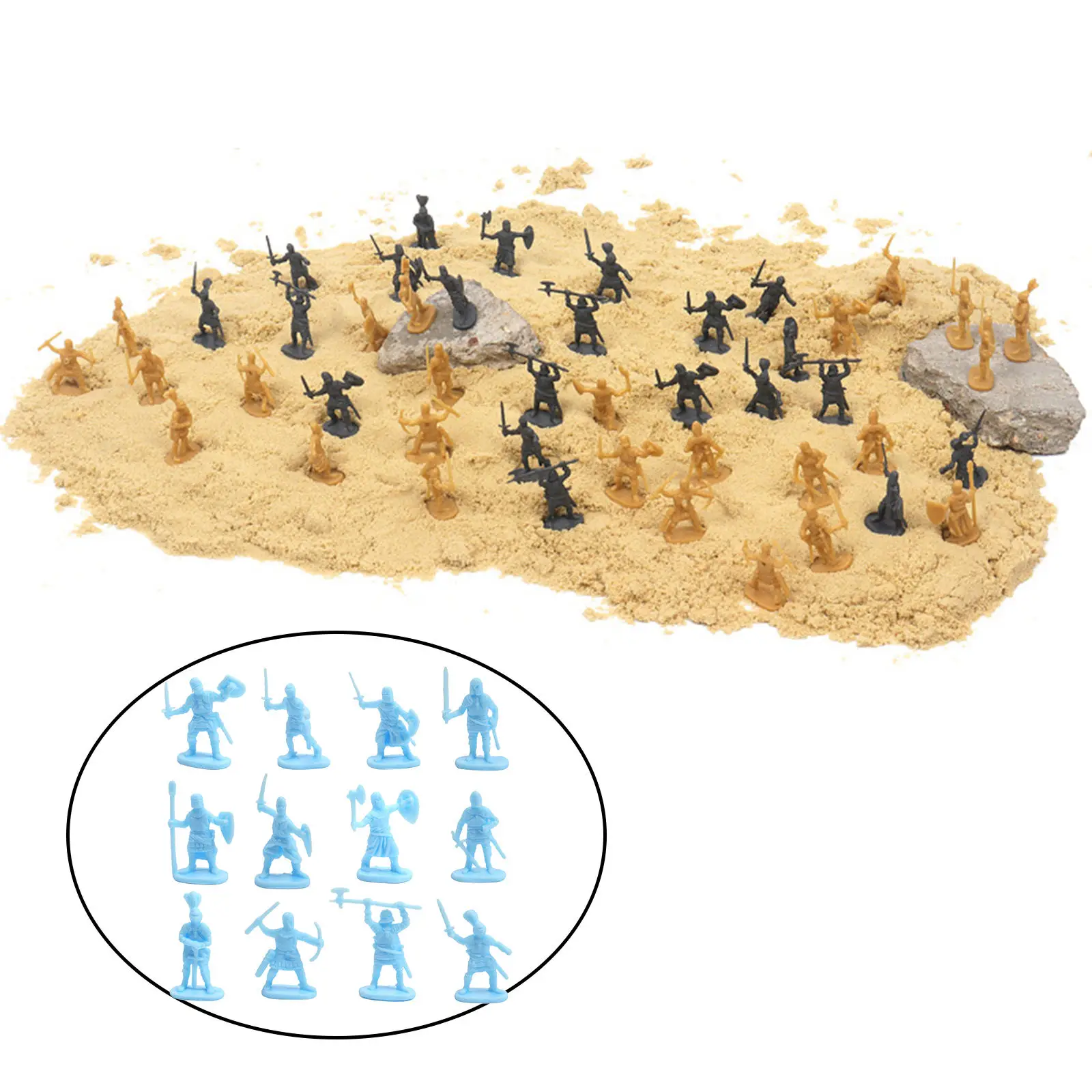 200pcs/Set Plastic Medieval Soldiers Model Archaic Soldiers Army Battle Scene 1:72 Scale Historical Warfare for Kids Layout