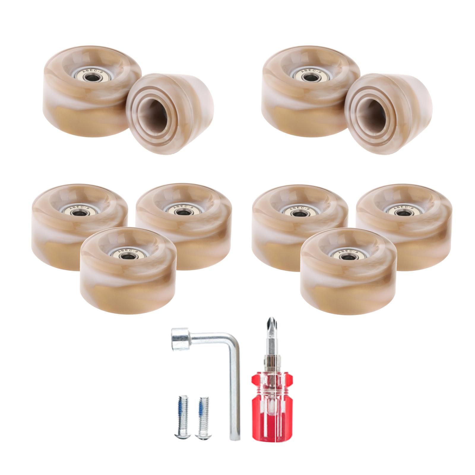 Set of 8 Roller Skate Wheels with Bearings Installed Quad Wheels for Double Row Skating and Skateboard, 32mm x 58mm 82A