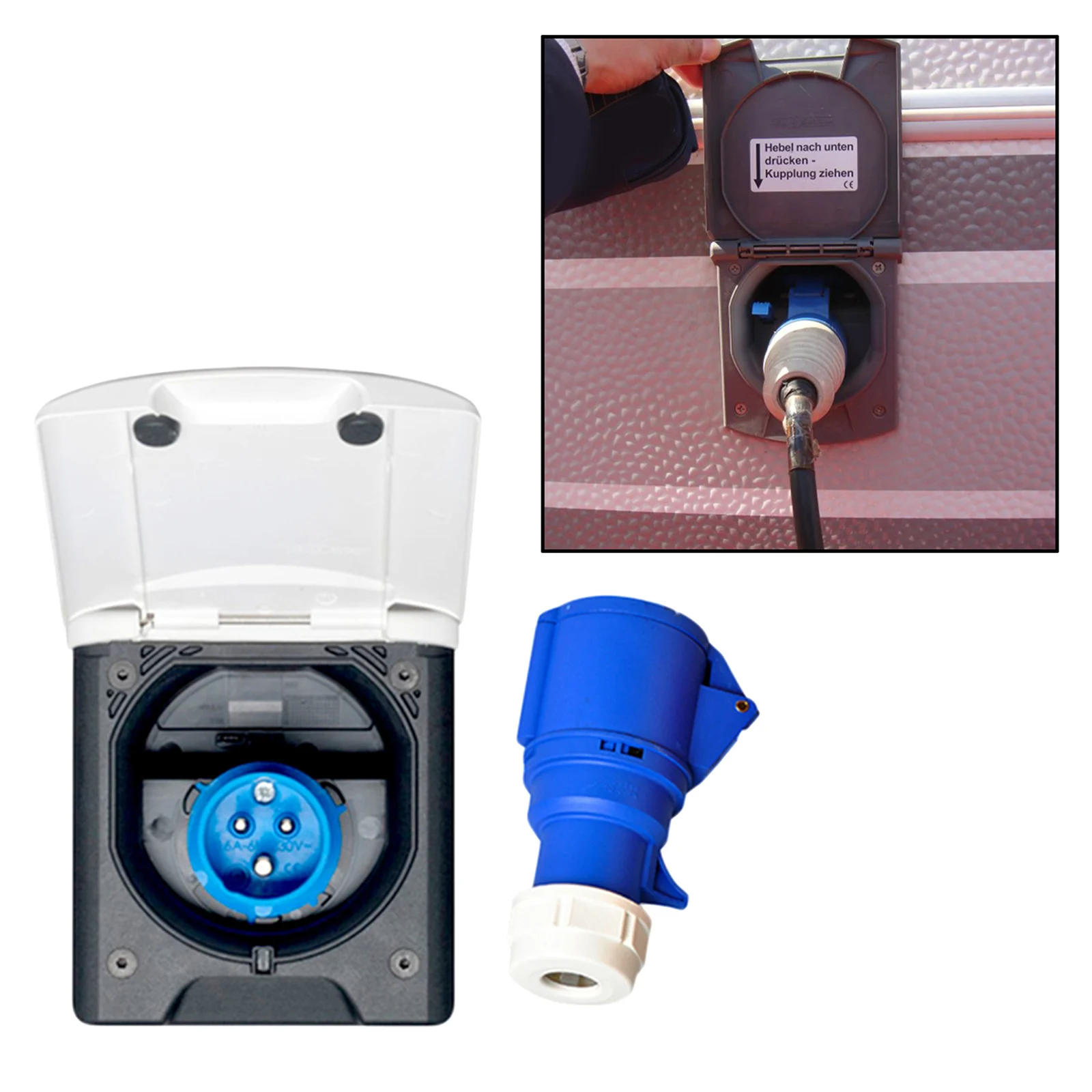 Caravan Camper RV Spare Parts External Power Interface Plug and Socket 220V 16A, Durable Premium