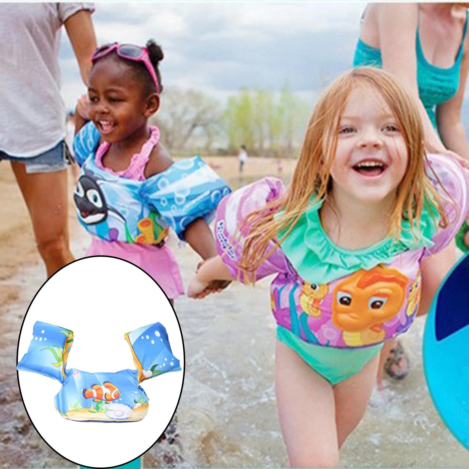 Baby Swim Life Jacket Vest with Shoulder Harness Arm Sea Beach Pool Toddler Swim Aid Floats  Kids Swim Vest for Baby Children
