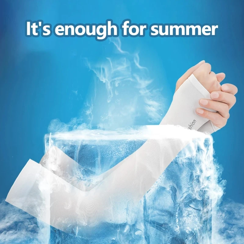 ถุงมือยาว Sun UV Protection ป้องกันมือแขนแขนผ้าไหมครีมกันแดดแขนแขนกลางแจ้งอุ่นครึ่งแขน