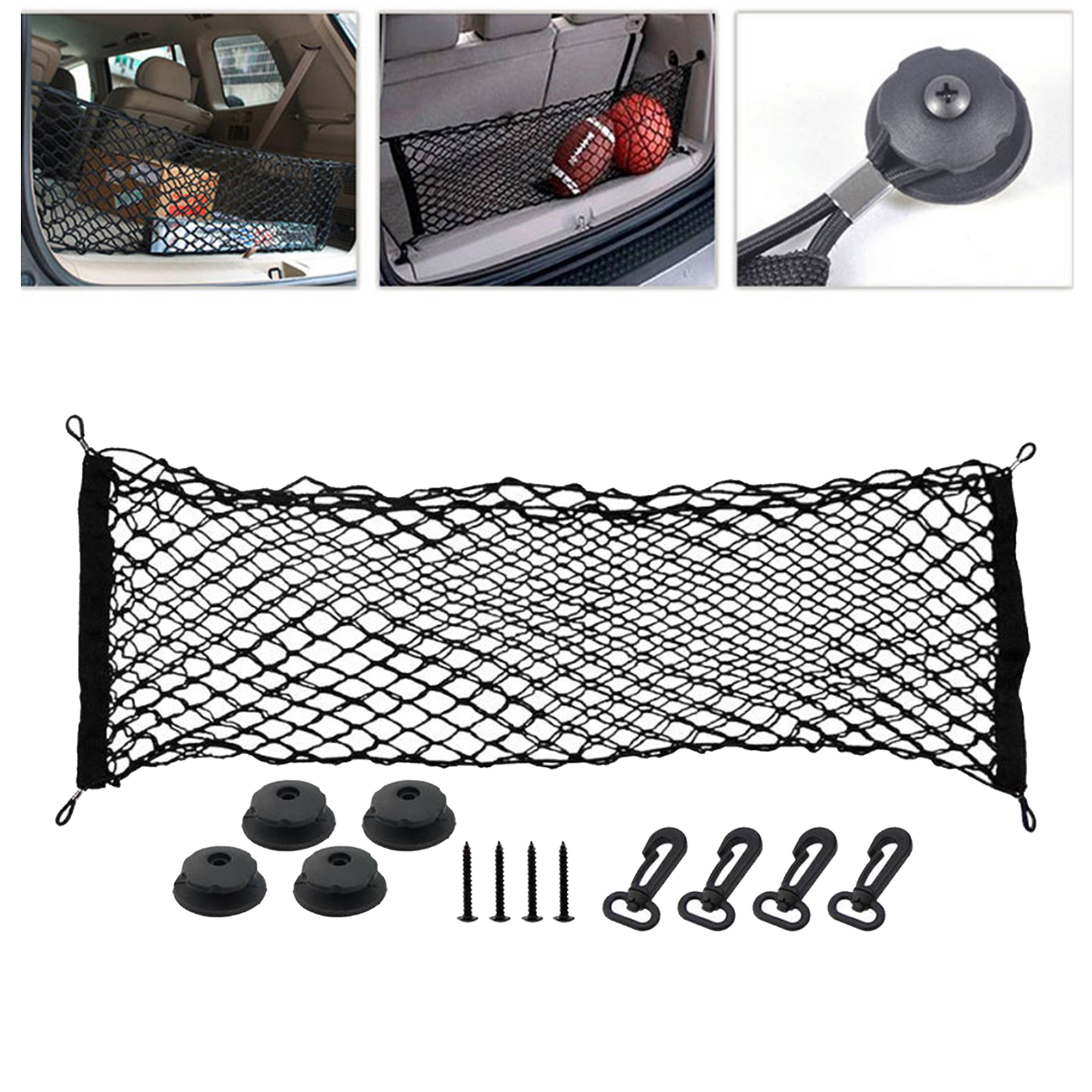 Vertical Rear Trunk Mesh Stretchable Cargo Organizer Net Pocket for Pickup Trucks, Car, SUV