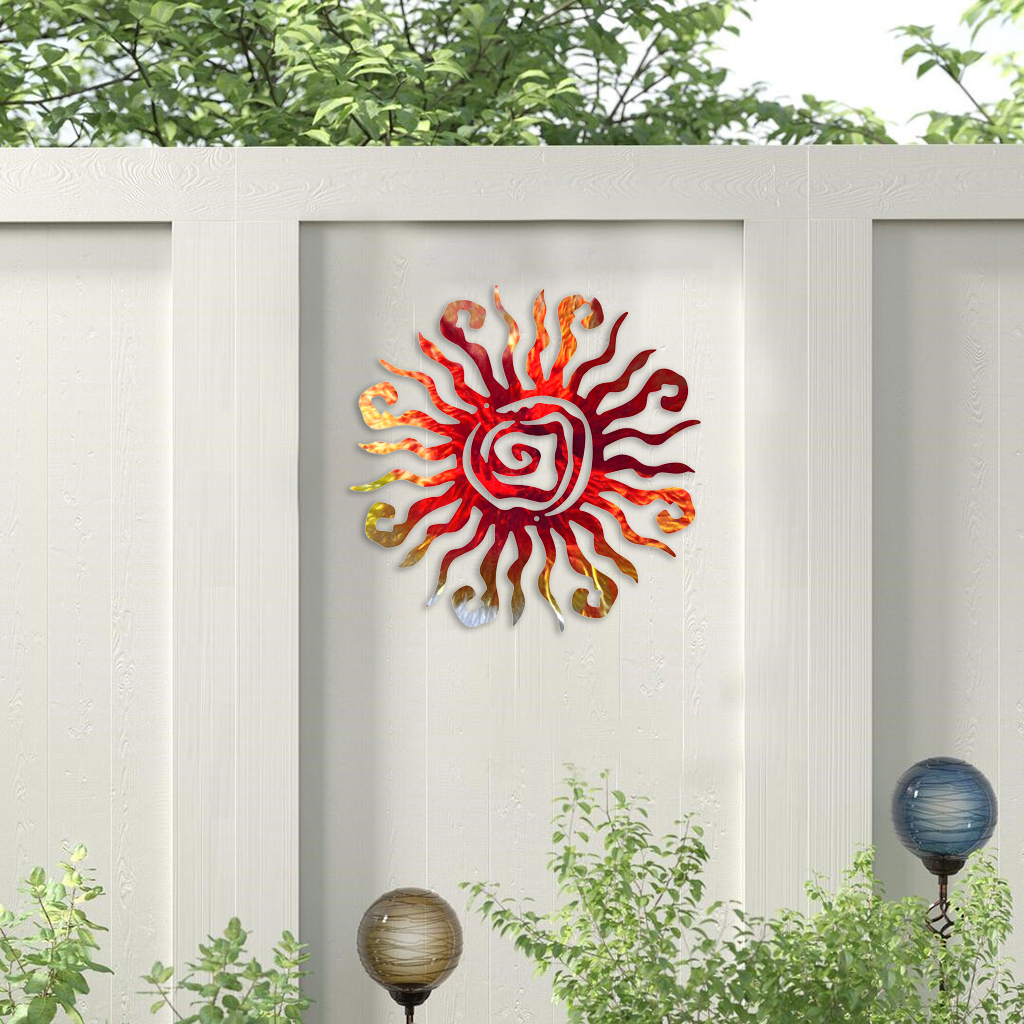 Hanging Decoration Wrought Iron Metal Engraving Crafts Novel Sun Statue for Home, Bedroom, Living Room, Office, Garden