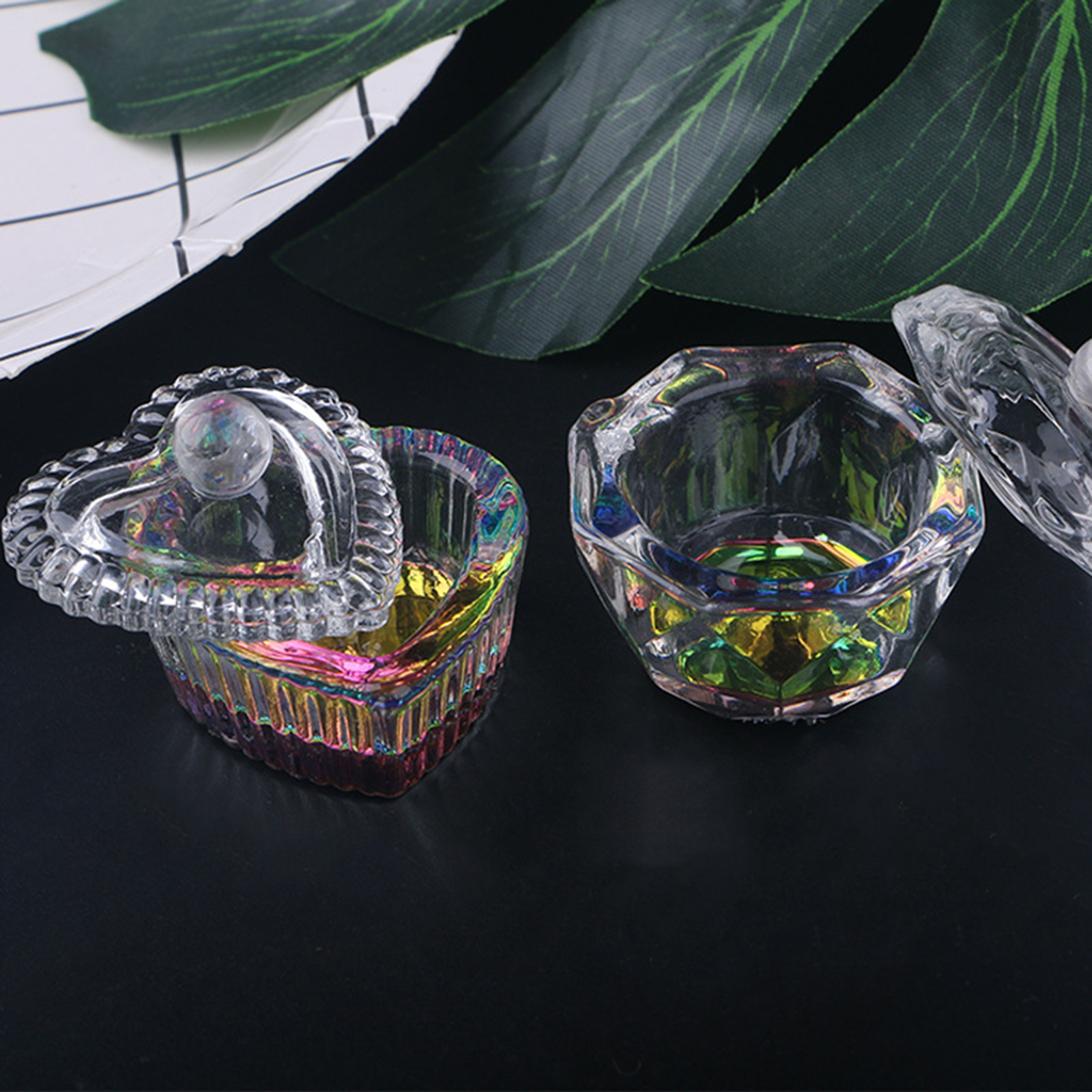 Liquid Powder Dappen Dish Crystal Glassware with Lid for Nail Art Dappen Dish Bowl Glass Crystal Cup Glassware