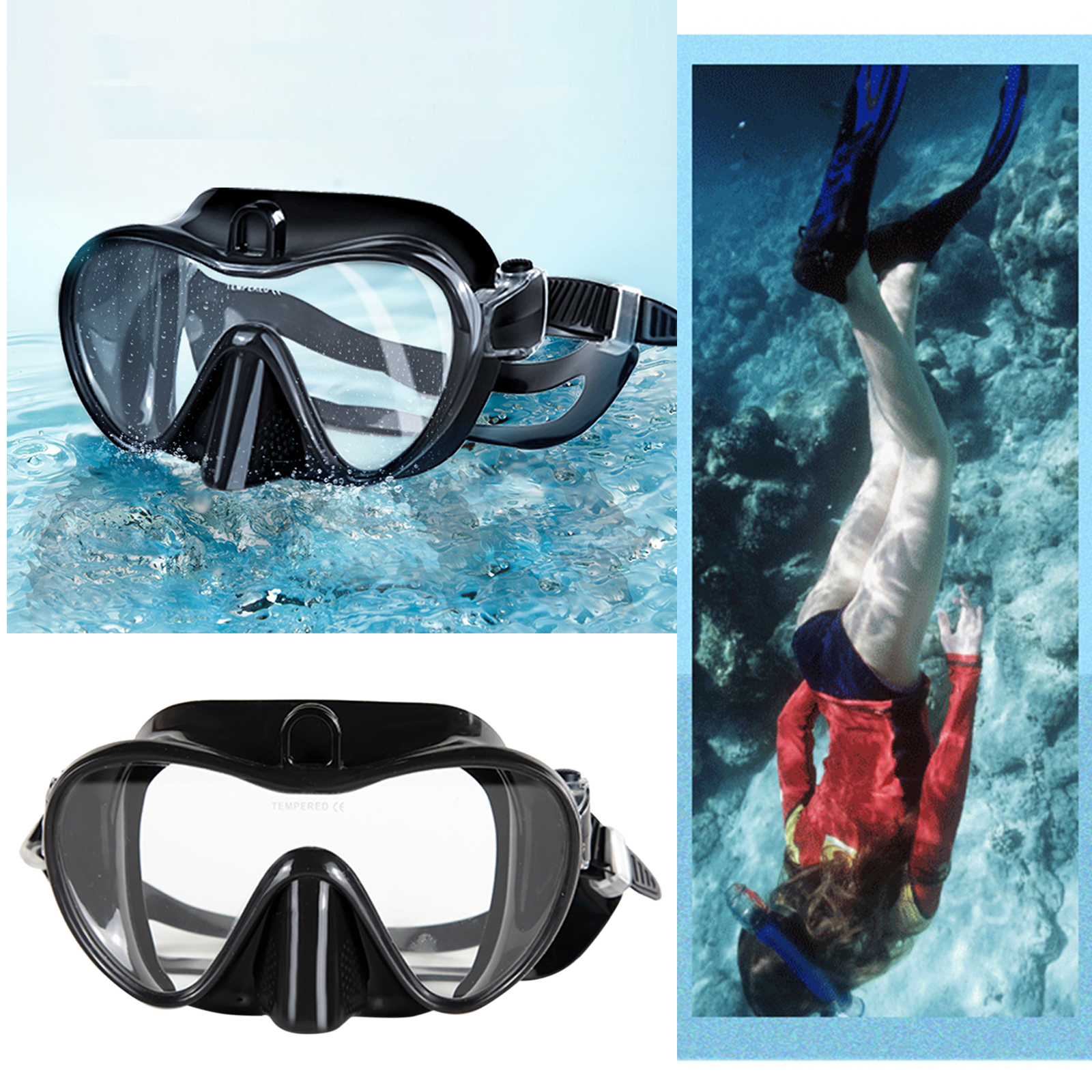 Diving Mask Full Face Clear Lens Anti Fog Scuba Underwater Mask Swimming Glasses Snorkel Diving Goggles Equipment for Adult