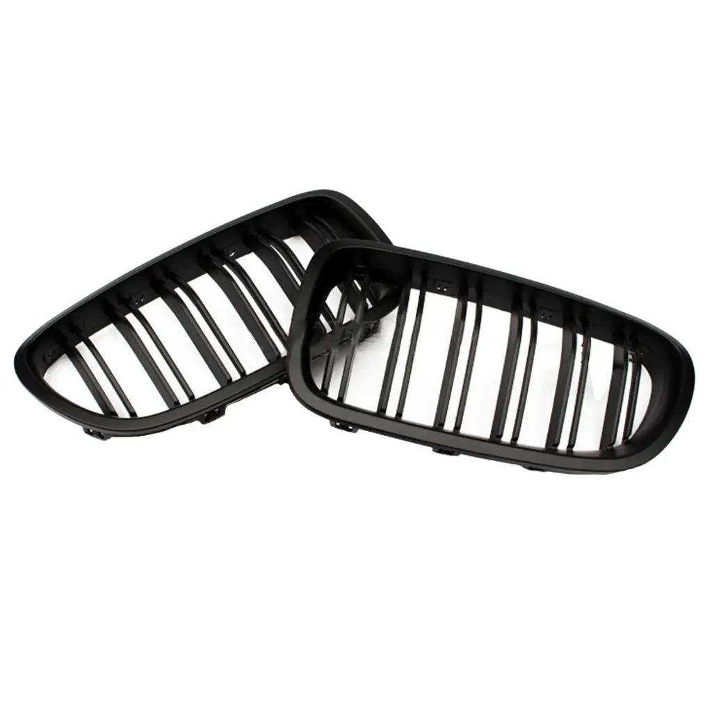 Pair Dual Front Grille Cover Insert Grill Trim For  5 Series F10 Matte Black