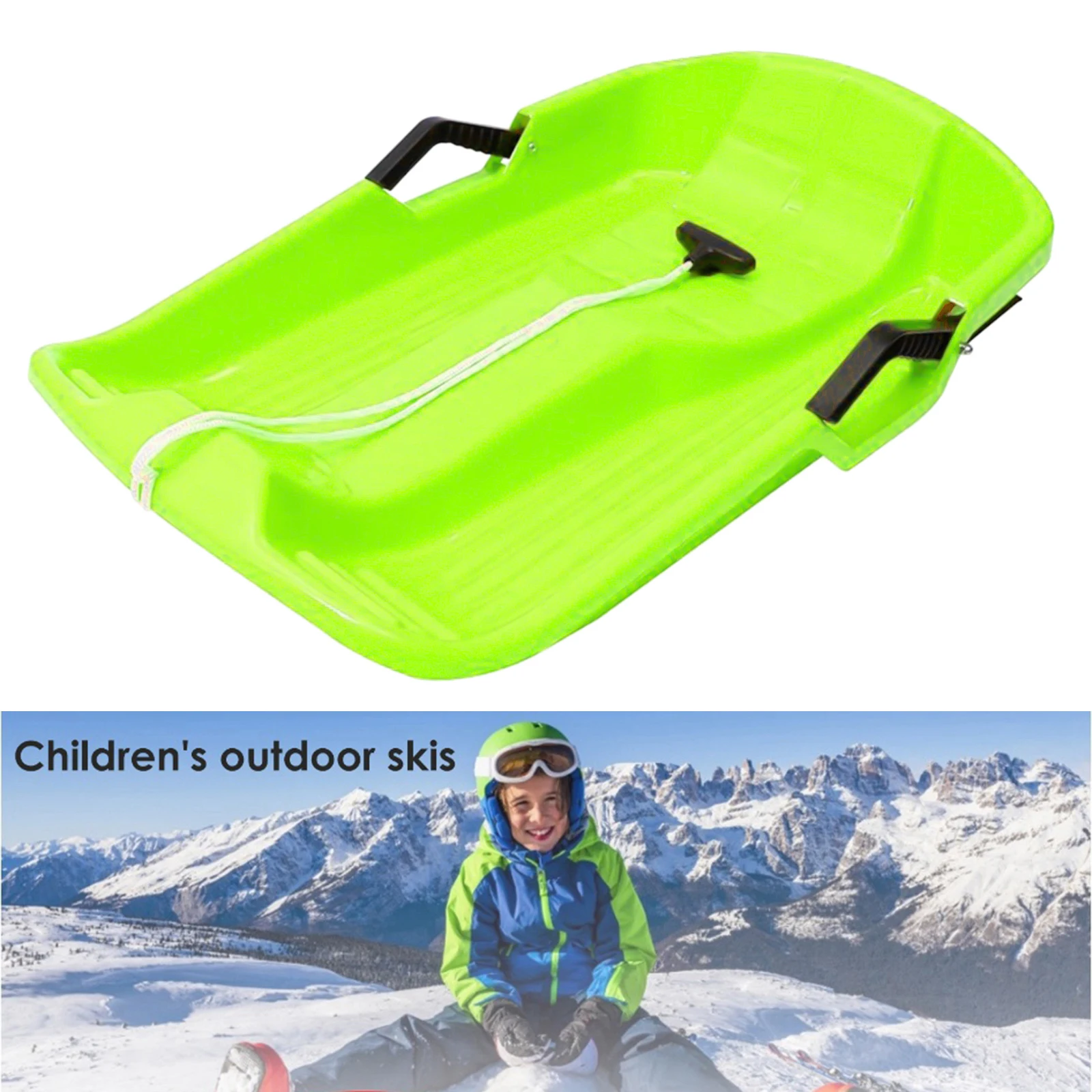 ifundom Snow Tube Snow Sled Kids Plastic Toboggan Downhill Pull Sled Sprinter Durable Snow Sled Sand Grass Skiing Snowboard Boat Sleigh Pulling Rope for Unisex Kids Adults 