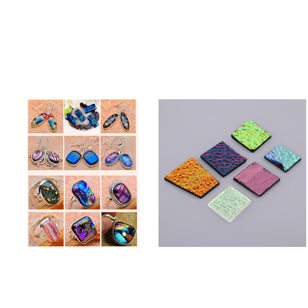 Dichroic Testure Fusing Glass Fusible Glass Pieces Jewelry Making Crafts