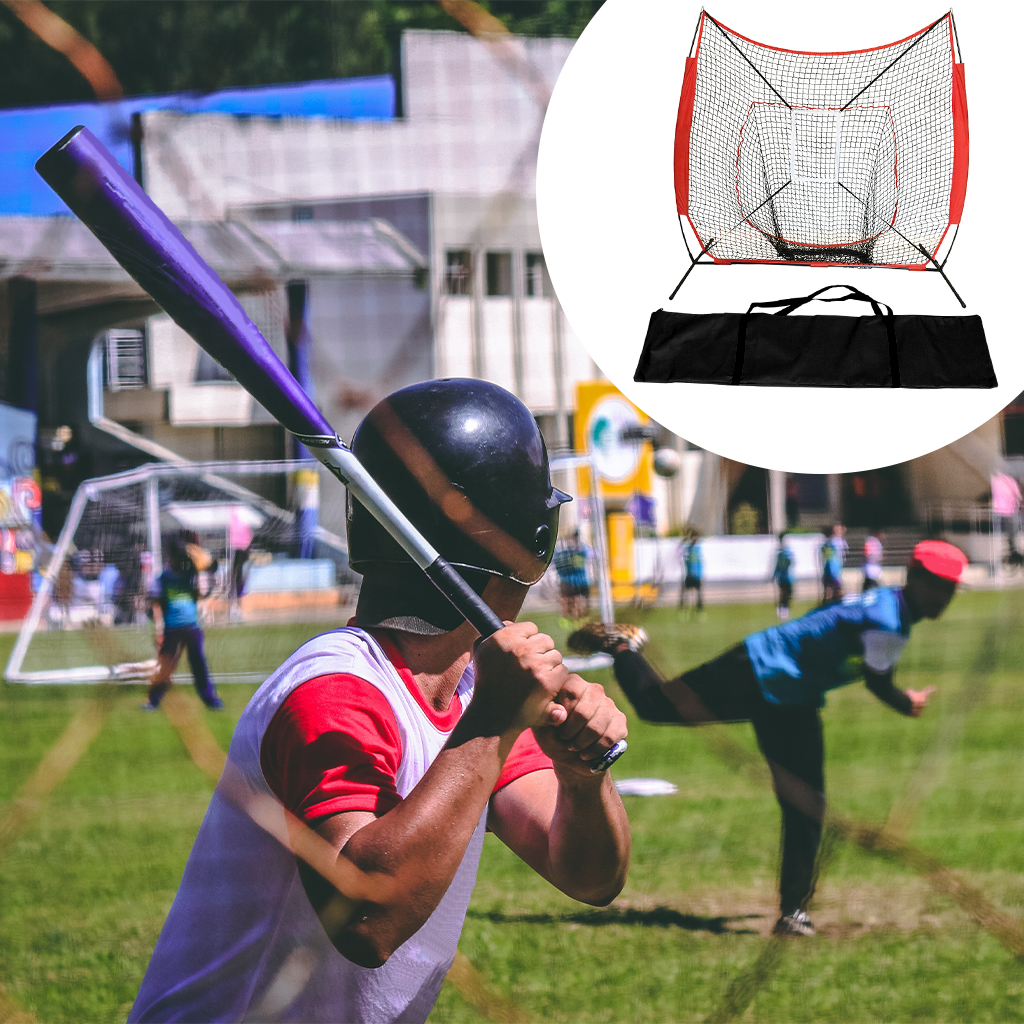 7ft Baseball & Softball Practice Hitting Net Frame Baseball Strike Zone Pitching Practice Screen Nets Training Aid Equipment