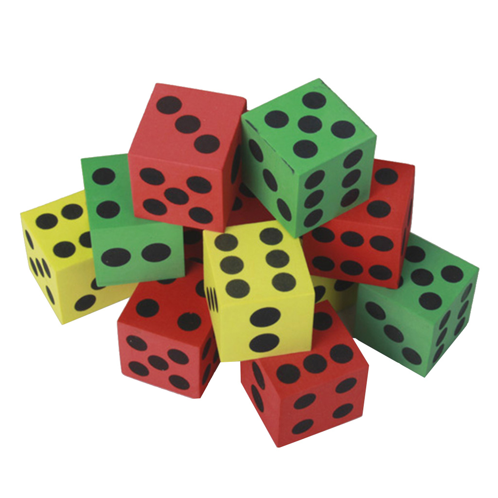  Pack   of   12   Soft   Foam   Dice   Square   15mm   Die   Dotted   for   Kids   Outdoor   Party   Play 