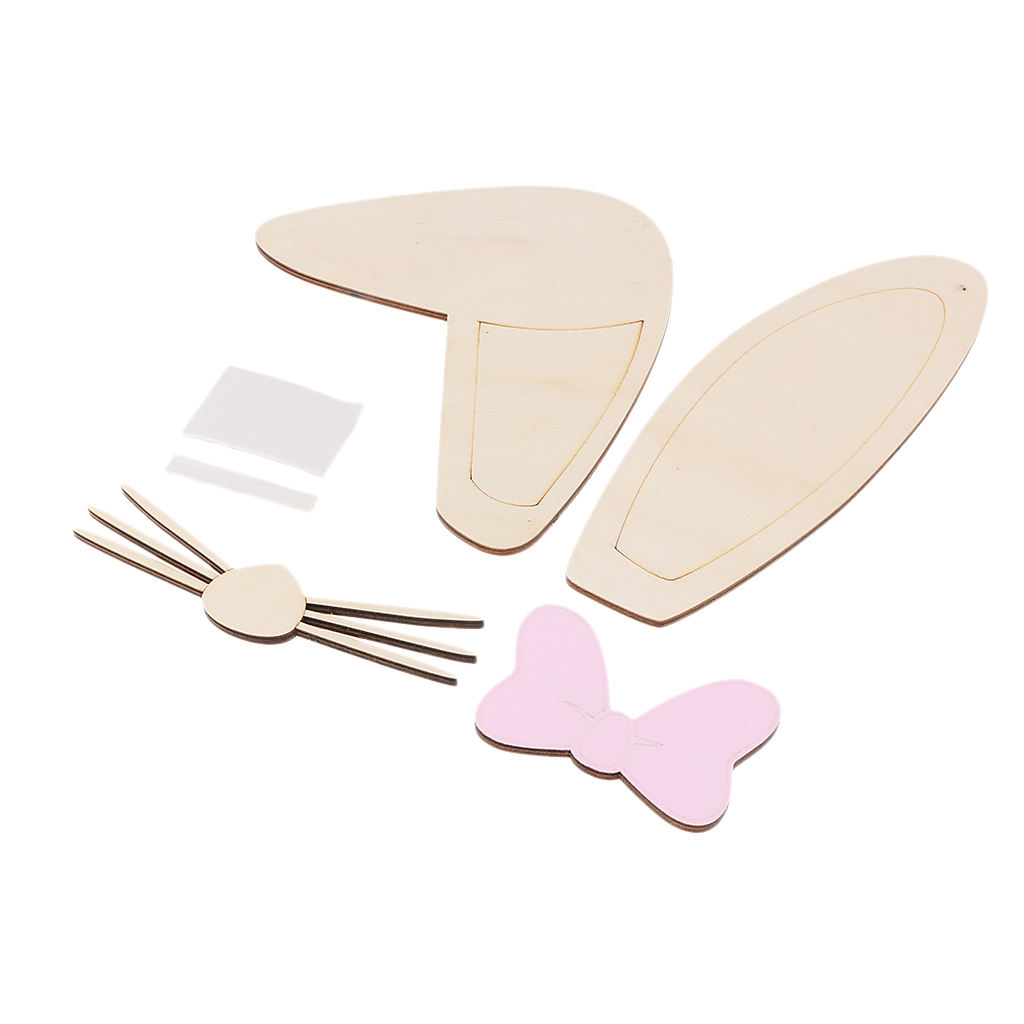 Nordic Style Rabbit Bunny Ear Wooden Wall Sticker for Home Nursery Design