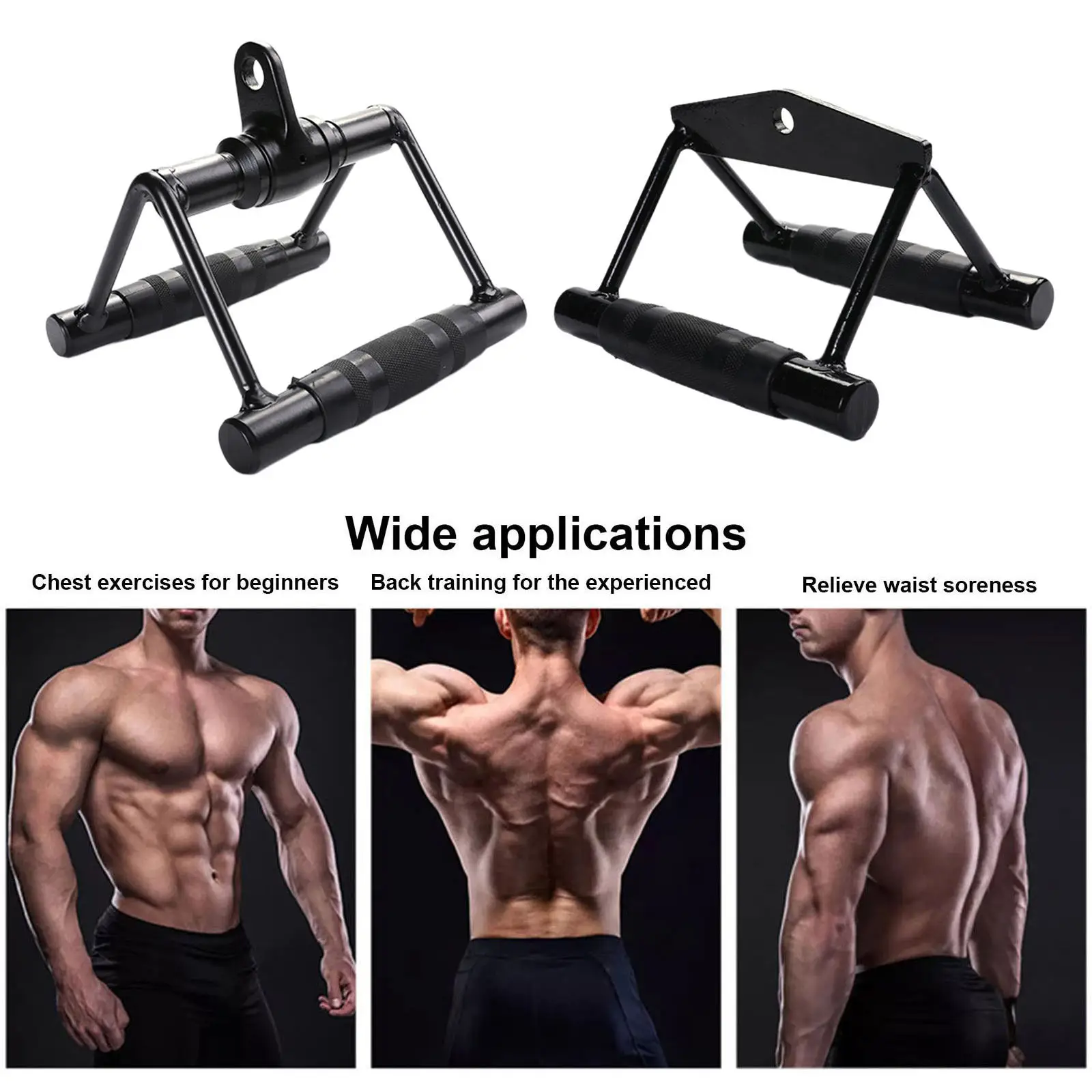 Seated Row V Handle Multi Gym Cable Machine Attachment Close Grip Lat Bar Kit 