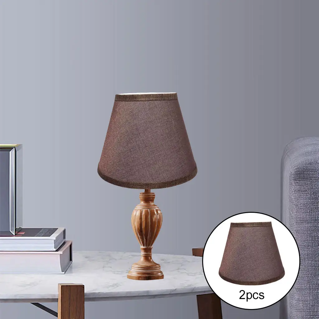 2Pcs Pastoral Style Table Light Lamp Shades Decor Lamp Cover Replacemen Lighting Linen Lampshades for Dining Room Office Hotel