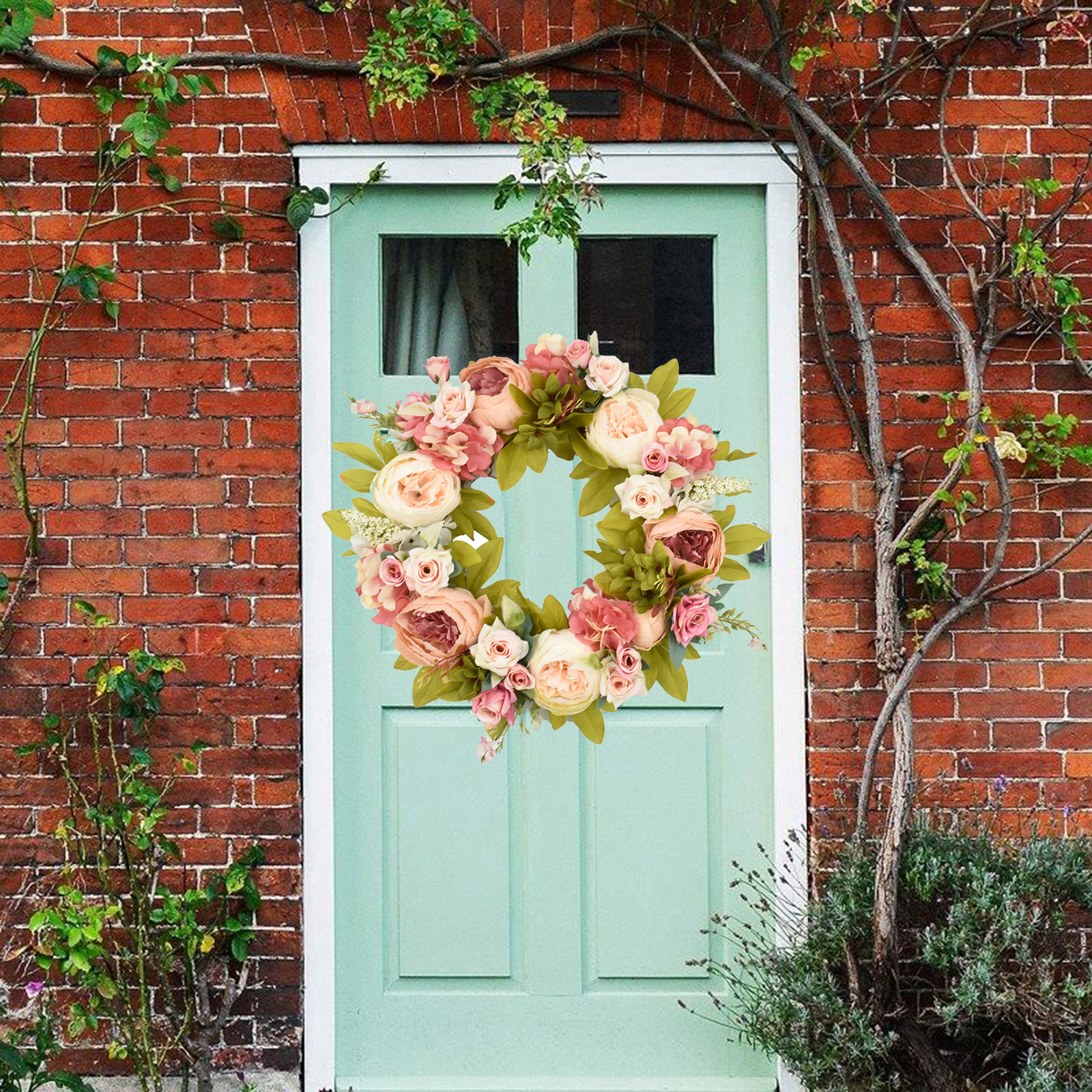 Simulated Garland Rattan Ring Decoration Photography Props Wedding Wreath Flower Home Door Decoration