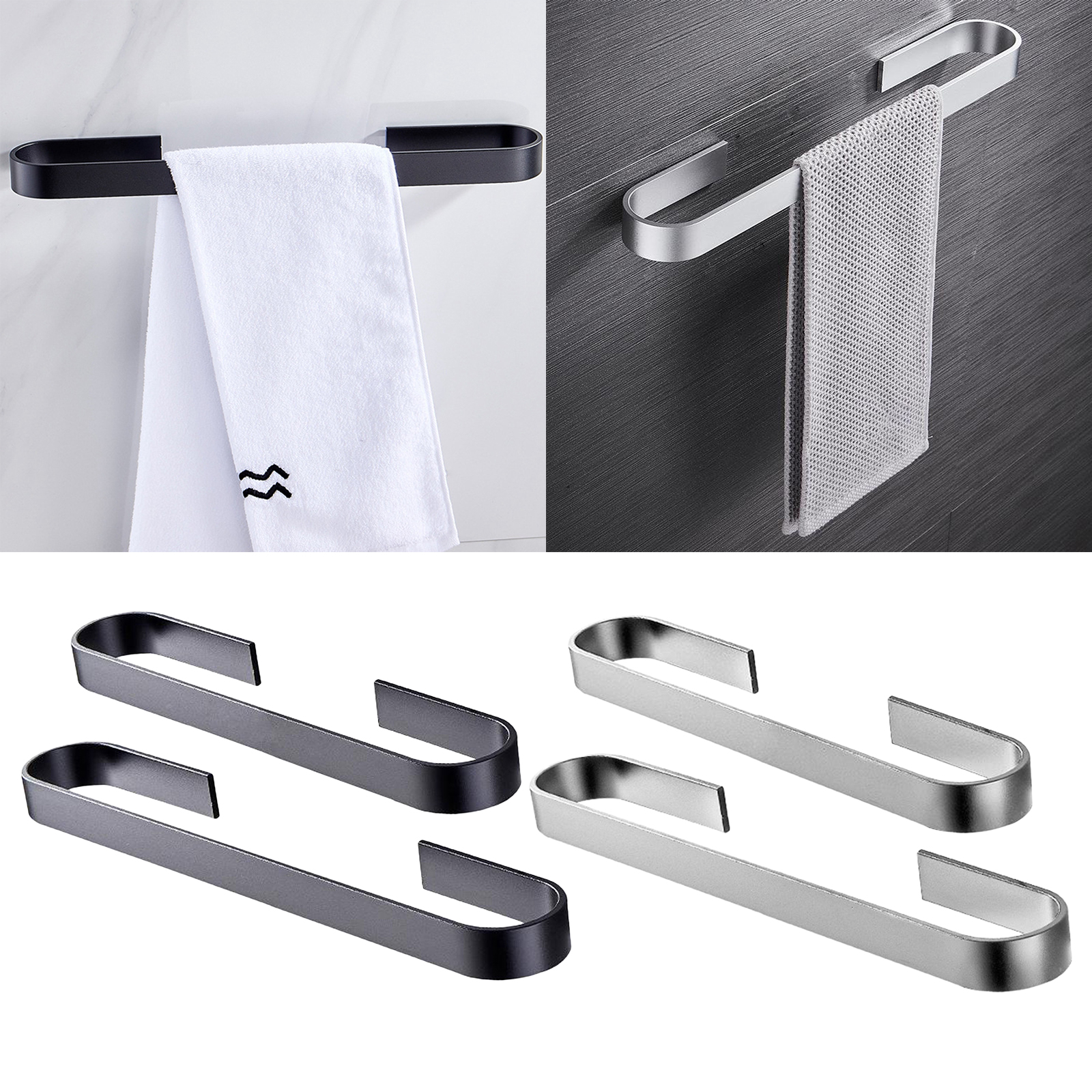Kitchen Bathroom Hanger Towel Rack Holder Storage Organizer Space Saving Wall Mounted Rack