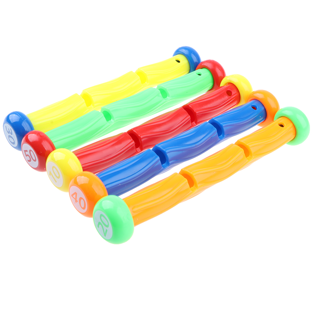 5 Pieces Colorful Diving Sticks, Kids Swimming Pool Toy Underwater Game Play Toy for Fun