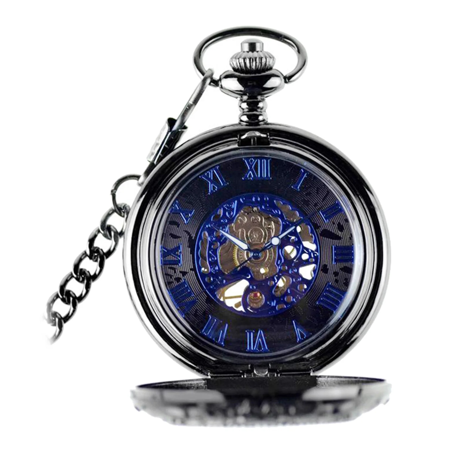 Steampunk Hands Scale Mechanical Skeleton Pocket Watch Holiday Birthday Gift for Men