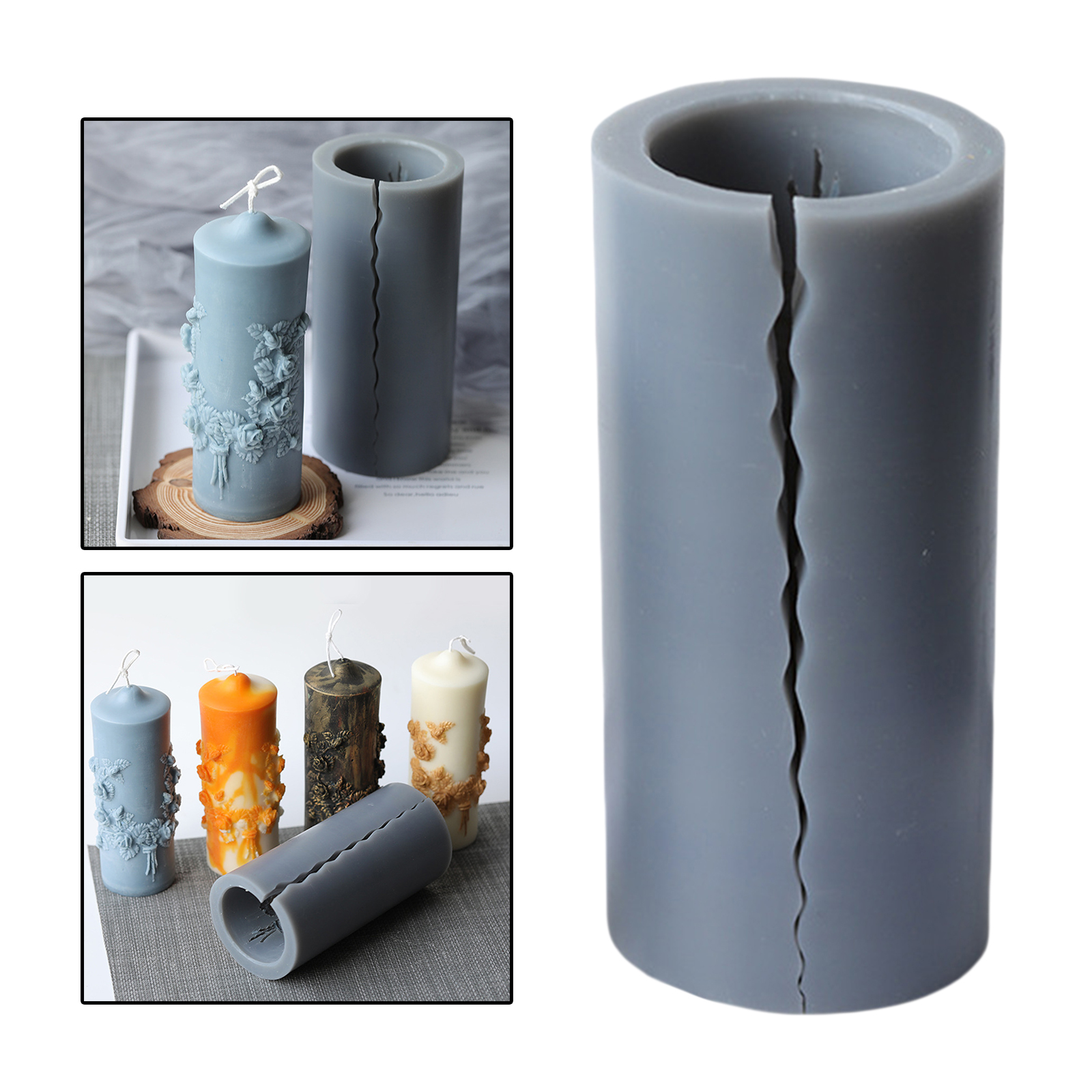 Candle Molds,Cylinder Shape Rose Flower Carved Silicone Candle Molds for Making DIY Wedding Art Candles,Bath Bomb, Soap