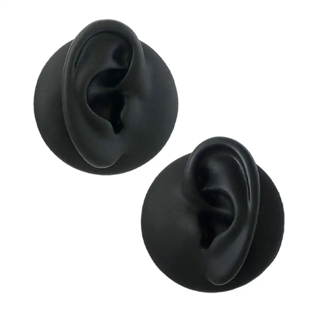 Simulation Ear Model Silicone Flexible Reusable Hearing Supplies Smooth Black Display for Jewelry Asmr Acupuncture Sleep Helping